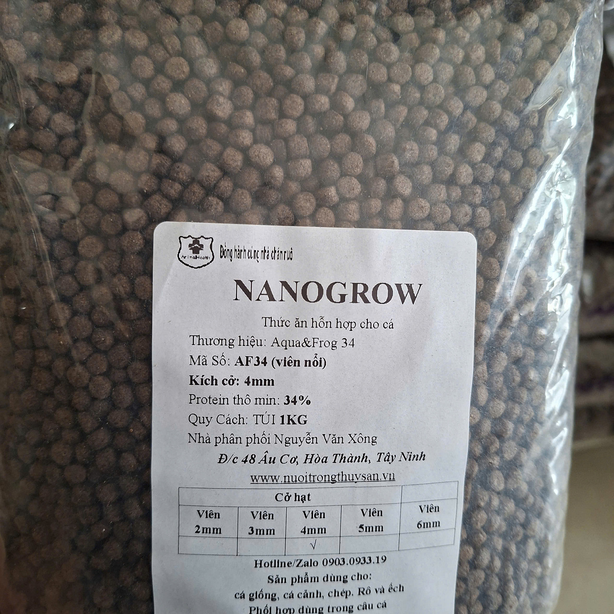 1Kg lẻ cám AF34 - viên nỗi 4mm 34% đạm Aqua&frog