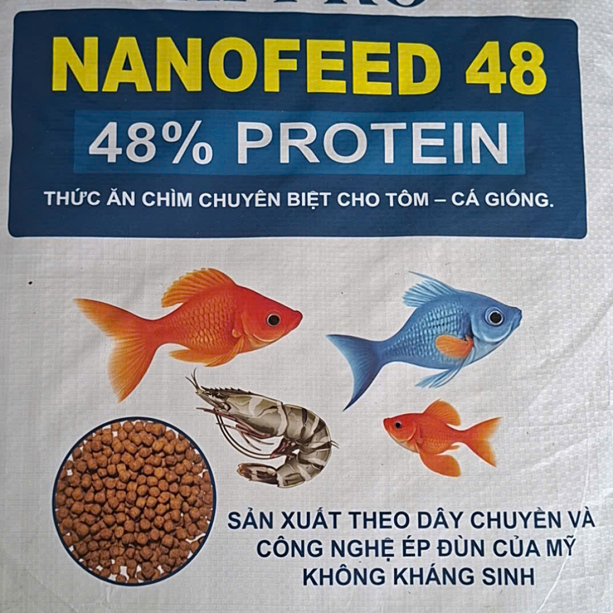 Túi 10kg Cám chìm Hipro-nano feed 48%/hạt 1.7-2mm
