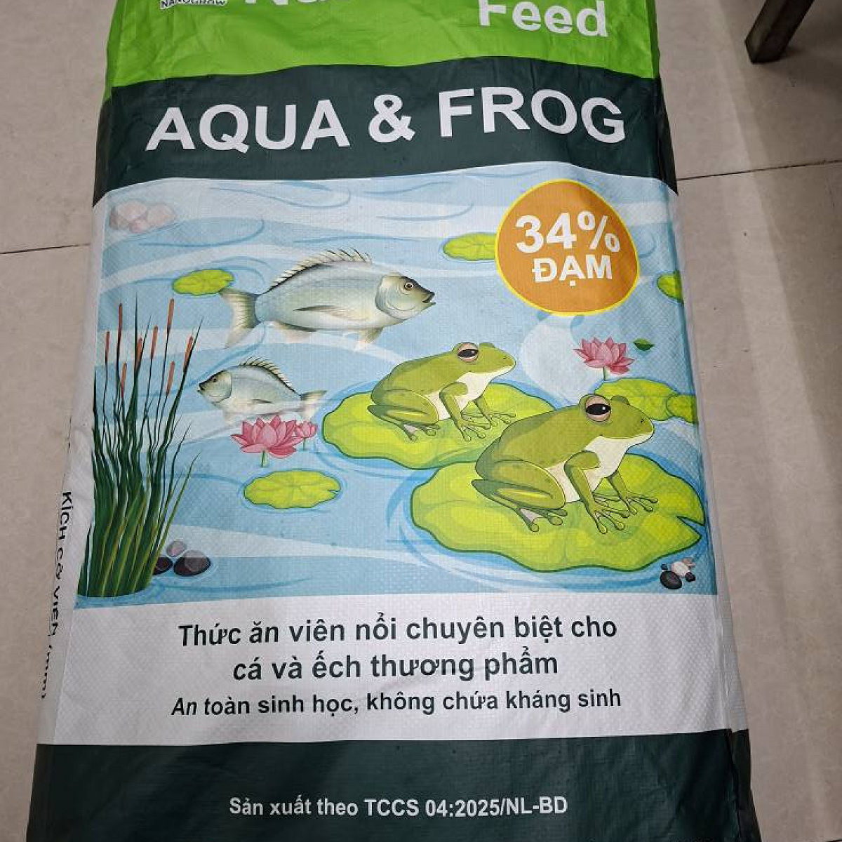 Bao 20kg Aqua&Frog 34 viên 6li 34% đạm cho cá và ếch