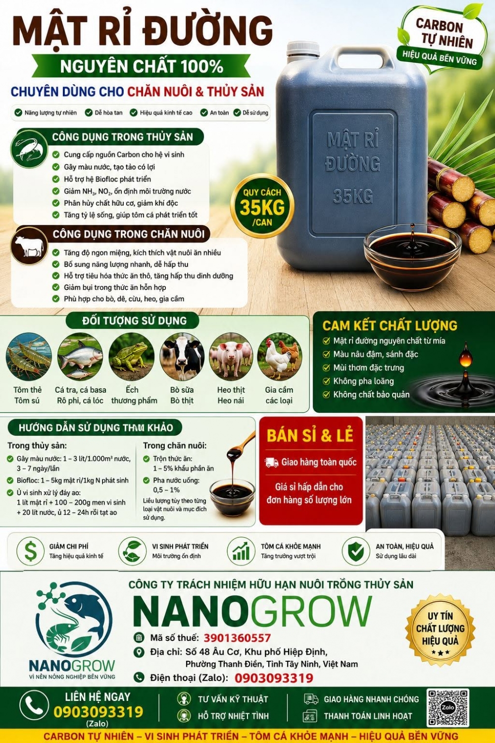 🌱 MẬT RỈ ĐƯỜNG NGUYÊN CHẤT – CHUYÊN DÙNG CHĂN NUÔI & THỦY SẢN 🌱 📦 Đóng can 35kg