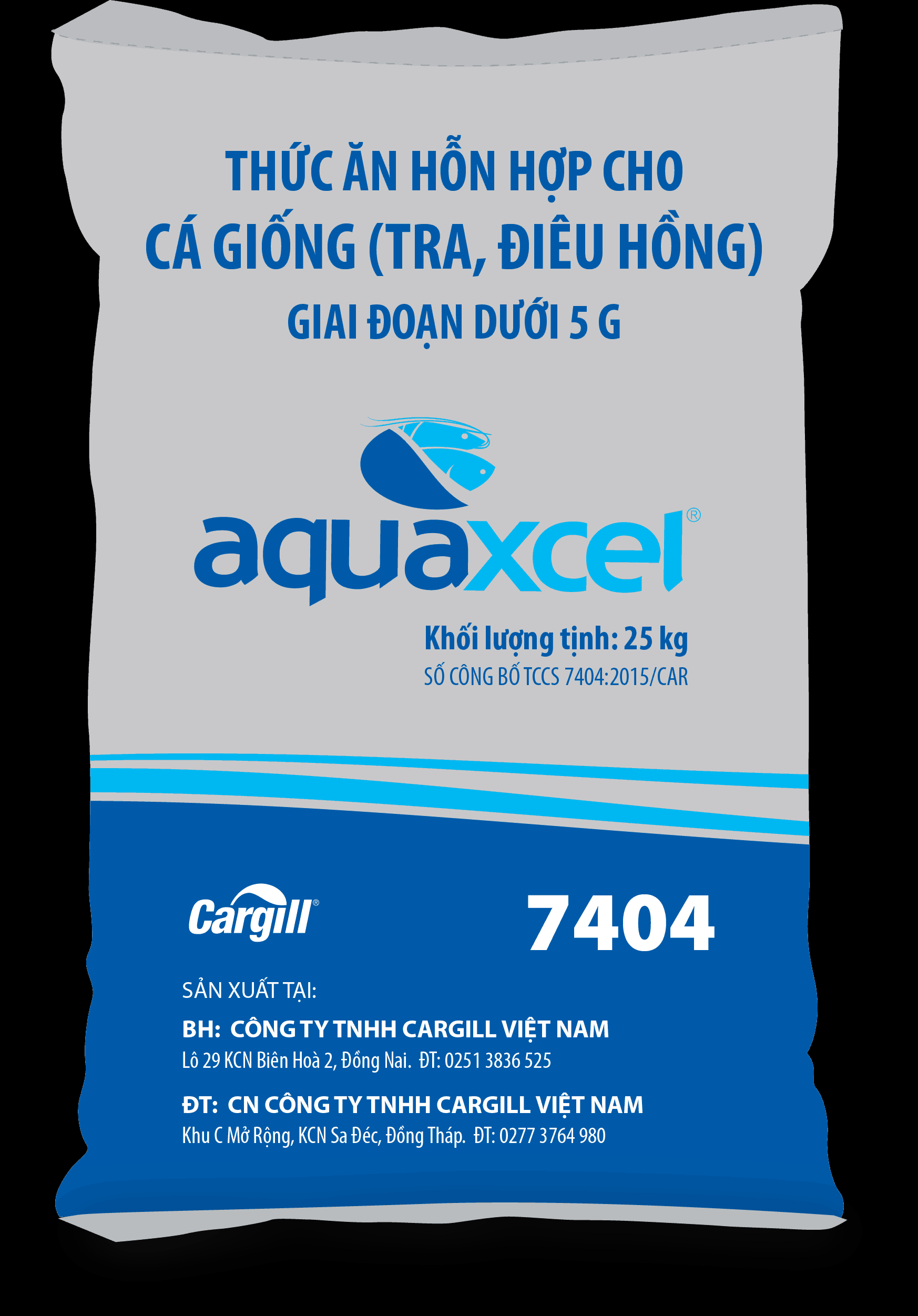 THỨC ĂN HỖN HỢP CHO CÁ GIỐNG (TRA, ĐIÊU HỒNG) AQUAXCEL 7404 0.3MM