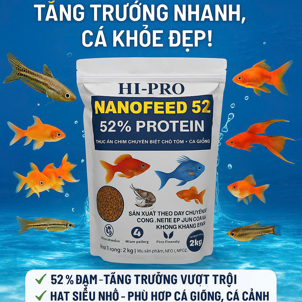 Thức ăn chìm cho cá cảnh và tôm NanoGrow feed 48% đến 52% đạm